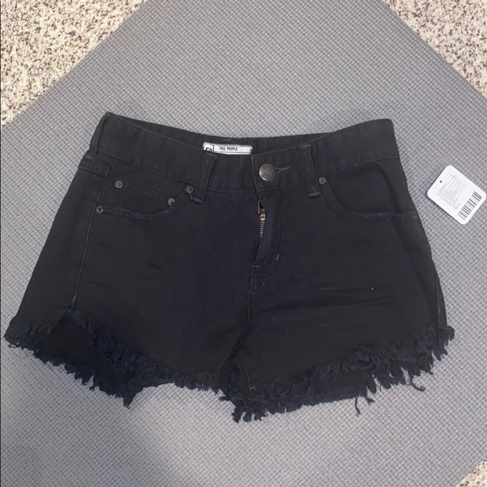 NEW Free People Black Denim Shorts
